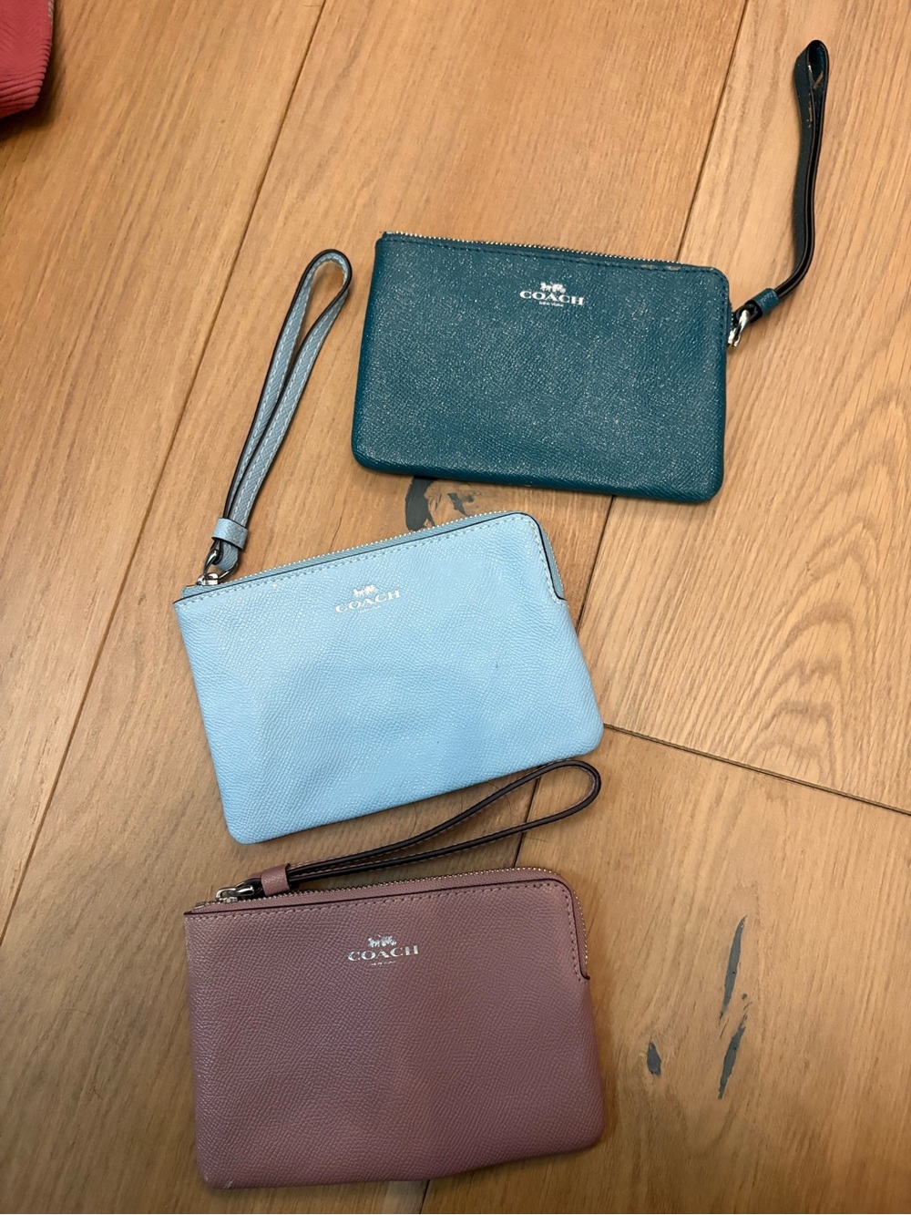 Coach Wristlet Set in Teal, Light Blue & Mauve
